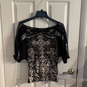 Elegant Black and Beige Women's Top